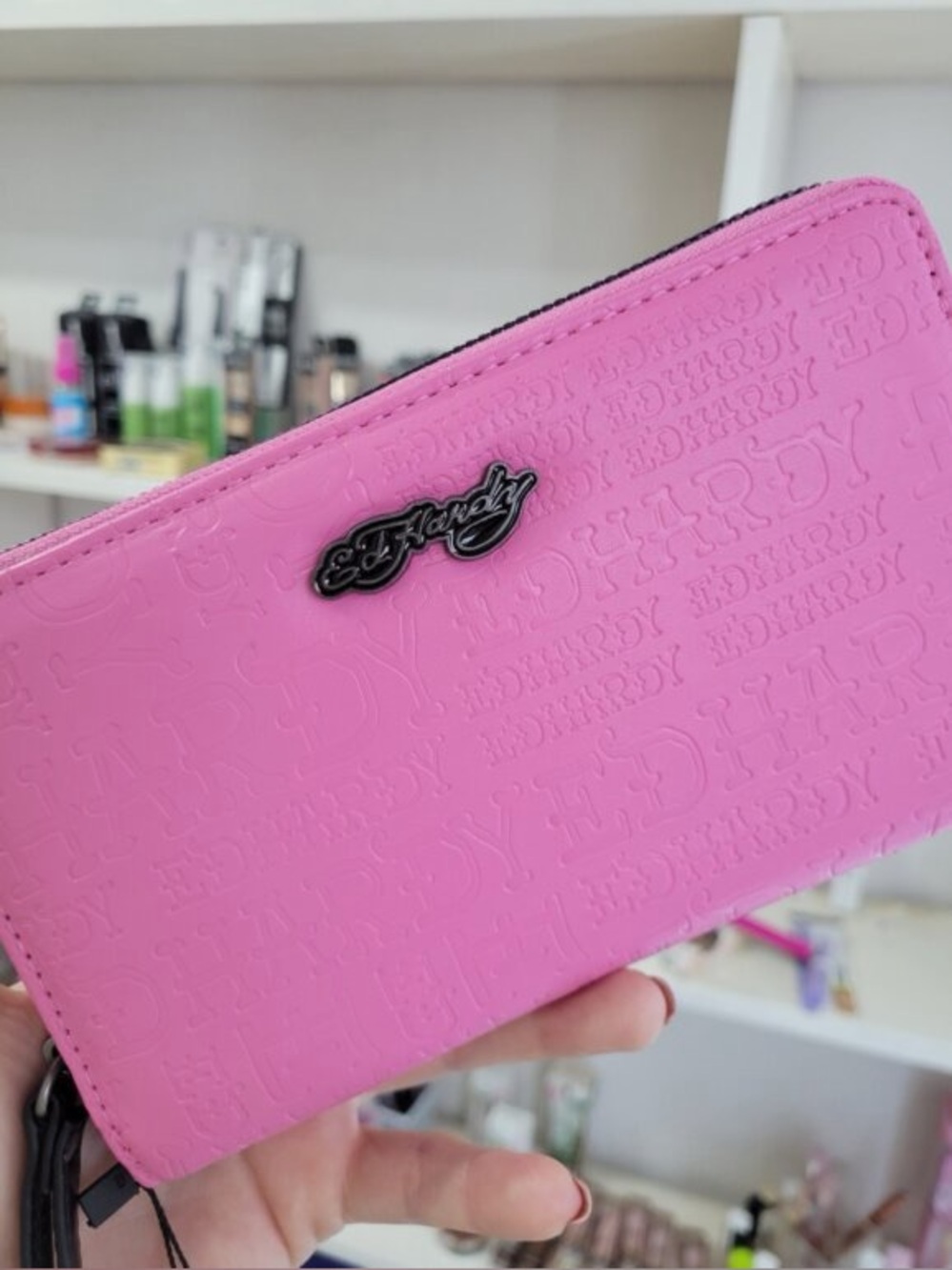 Ed Hardy Hot Pink Zip-Around Wallet